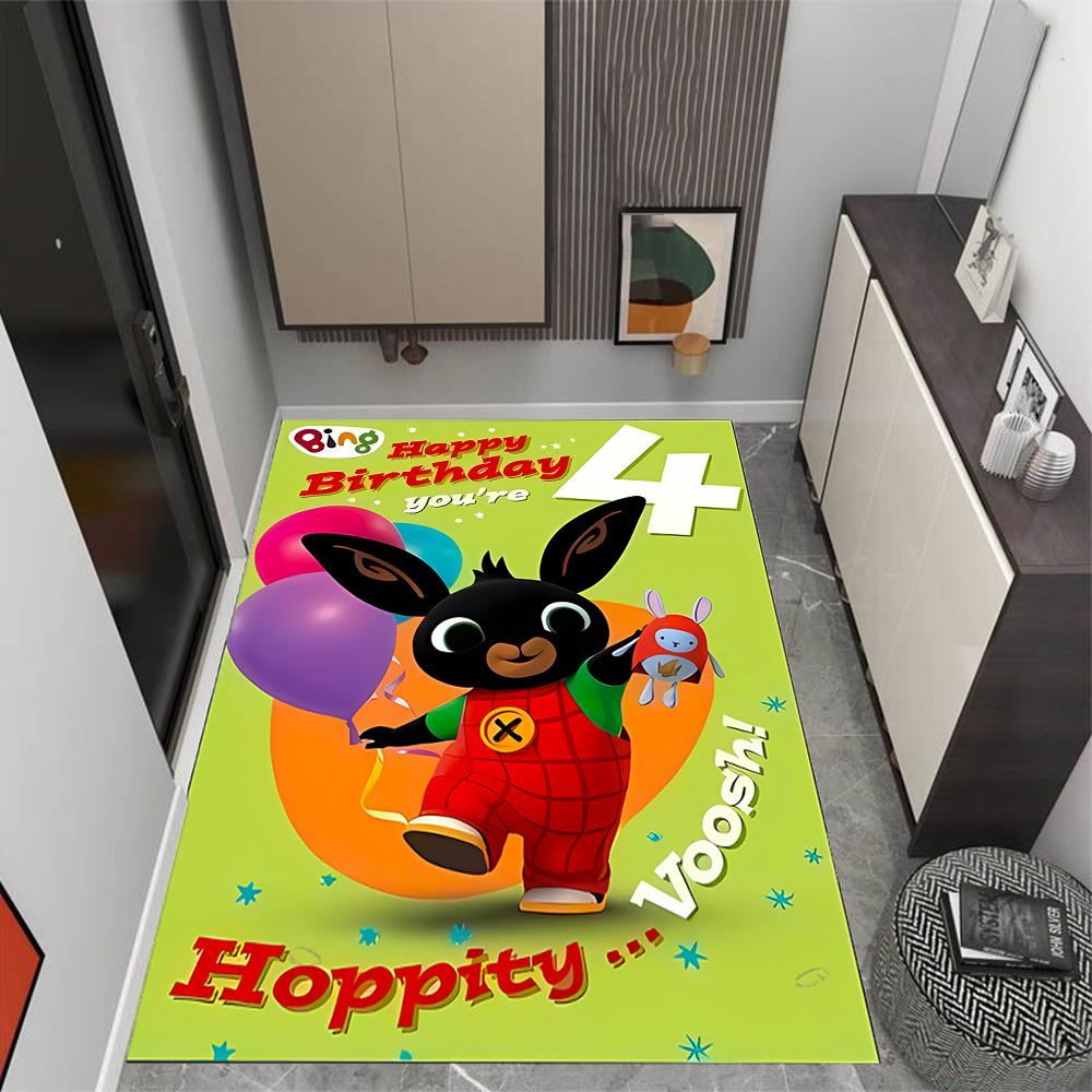 Bing's Colorful Adventure Themed Anti-Slip Rugs - Polyester Home Decor, Suitable for Bedrooms, Living Rooms, Doorways, Studios, and Decorations