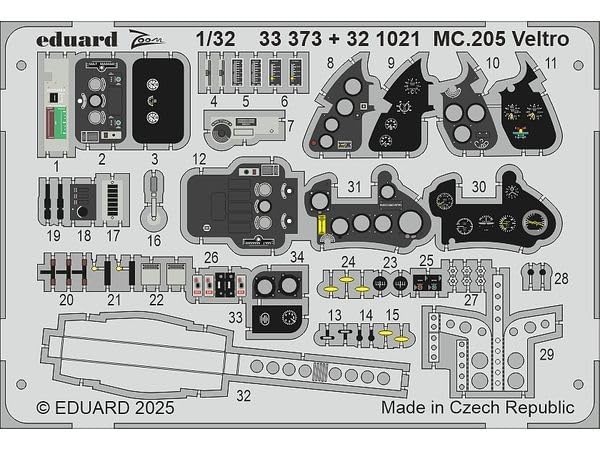 eduard Zoom Series Beltro Parts Plastic Model Parts EDU33373 1/32 MC.205 Photo-Etched (for Italeri) (Airplane)