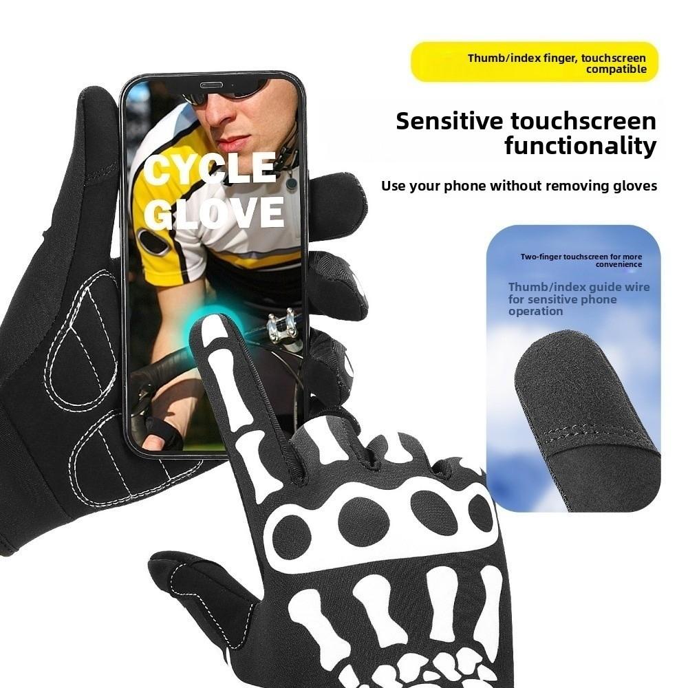 1 Pair Skeleton Design Cycling Gloves Breathable Touchscreen Gloves  Cycling Sports