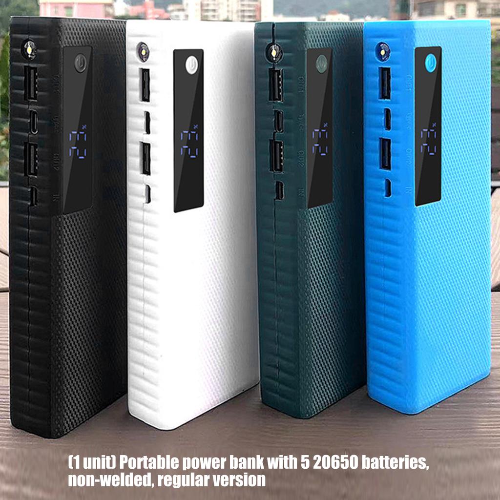 Корпус-держатель для DIY Powerbank на 5 шт. аккумуляторов 20650, пластиковый корпус с двойными USB-выходами и функцией светодиодной подсветки