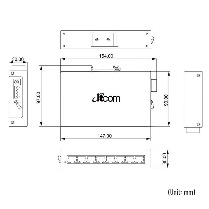 Неуправляемый промышленный Ethernet-коммутатор Aidicom на 8 портов 100 Мбит/с