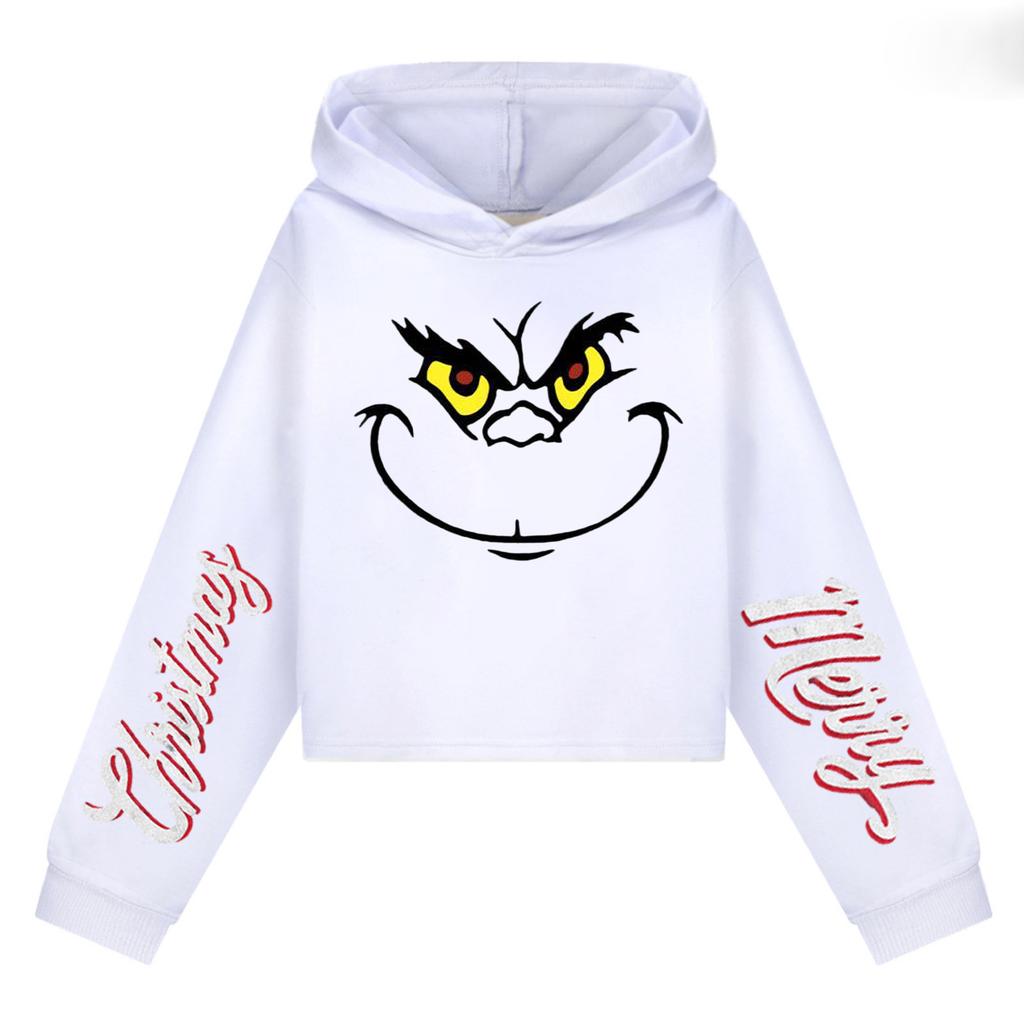 Kids' Casual Fashion Christmas Printed Long Sleeve Hooded Sweatshirt (No Drawstring)