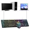 Игровая клавиатура и мышь с проводом USB, эргономичная клавиатура с RGB-подсветкой, компактная клавиатура для ПК 1,4 м для ноутбука и настольного компьютера