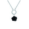 [J0854] - Silver Necklace 'Black Rose' Black Silver (rhodium Plated) - 25x10 Mm