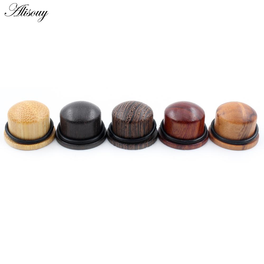Alisouy 2PCS натуральное дерево твердые пули цилиндрические ушные калибры конические заглушки туннельный расширитель растяжитель серьги пирсинг украшения для тела