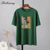 Shellsuning Fashion Aesthetics Printed T-shirts 2023 Summer Oversized O-neck Short Sleeve Basic Tees Simple Girl Top Female Cotton Soft Harajuku Tops