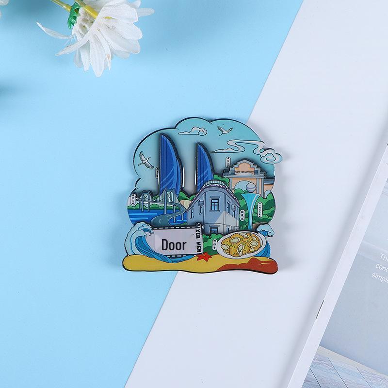 Национальный город Живописный Мультяшный Деревянный Эпоксидный Магнит на Холодильник