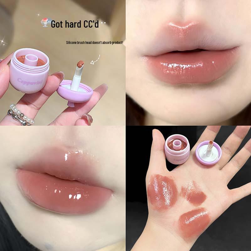 CAPPVINI Little Pine Cone Plumping Watery Lip Gloss - Mirror Shine for Students & Parties