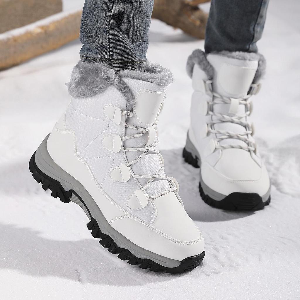 Женские зимние сапоги Plus Snow Boots Casual Suede Medium Warm High Top Cotton Shoes Large Antislips Solid Color Strap Up Rope