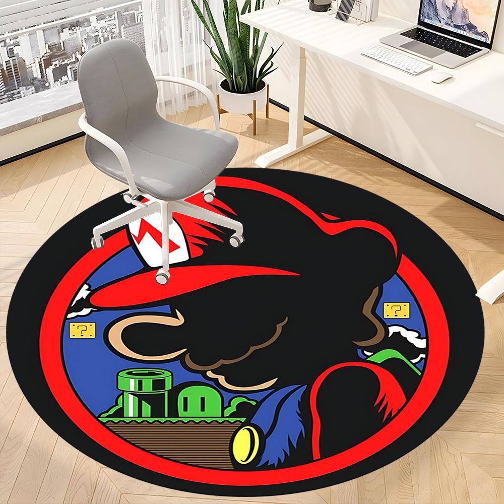 1pc Mario Adventure Office Round Area Rug, Under Office Chairs Bedroom Living Room Home Decor a1022221