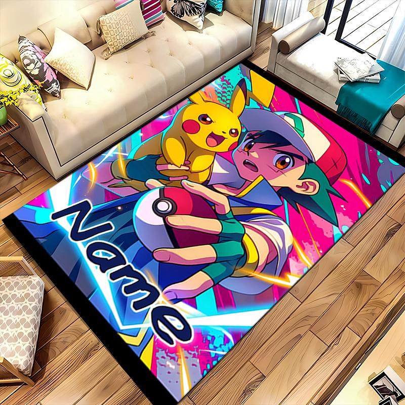 Custom personalization Pokémon Ash and Pikachu Area Rug - Perfect For Kitchen, Bathroom,Laundry Room Decor Large Size Available,Gift All Seasons