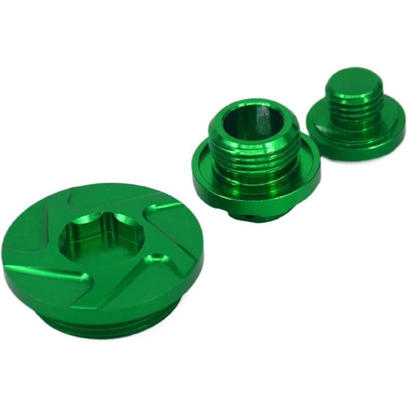 CNC Billet Engine Timing Cover Oil Filter Plugs Bolts Set Compatible with KX250F KXF250 KXF 250 KX450F KXF450 450 KLX450R KLX 450R