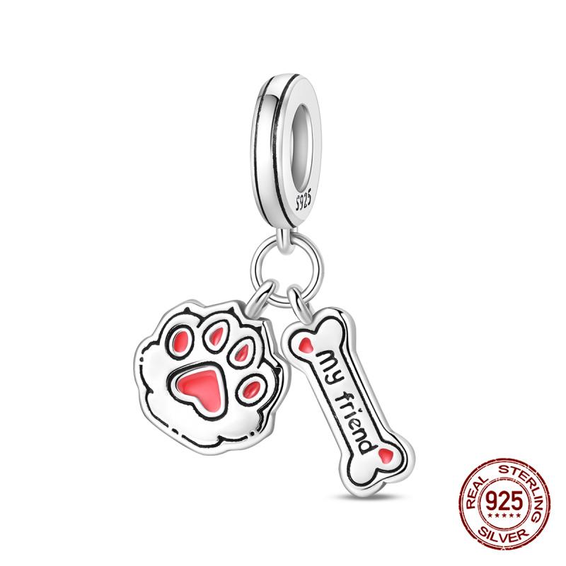 New In Original Charms Copper Happy Cute Pet Kitten Charms Beads Fits 3Mm Original Bracelet Necklace Women Diy Jewelry Gifts