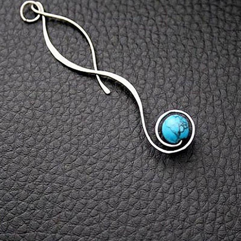 Винтажные женские серьги-капли с бирюзой витой линии