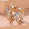 Butterfly Hoop Earrings for Women Luxury Gold Color Cubic Zircon Earrings Wedding Aesthetic Jewelry