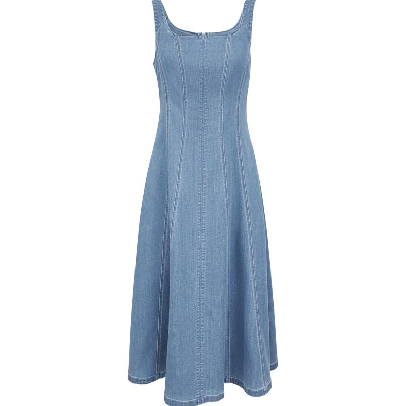 Veromoda Джинсовое платье-сарафан А-силуэта из смесового хлопка