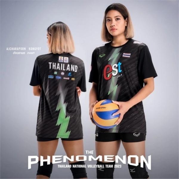 ТАИЛАНД Национальная женская волейбольная форма 2023 года ДЖЕРСИ ЧИР Фан-версия для печати Быстросохнущая футболка с круглым вырезом и коротким рукавом Униформа с логотипом Таиланда Спорт