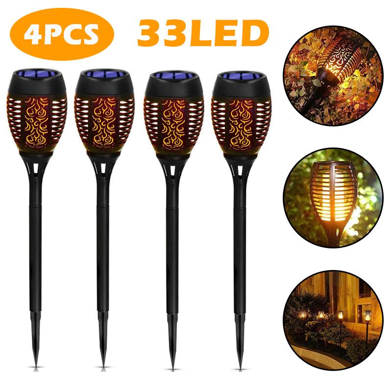 96 LED Solar Flame Lamp Outdoor Ground Mounted Lamp Waterproof Garden Patio Flickering Dancing Atmosphere Flame Lantern