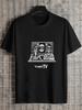 1pc Casual Graphic T-shirt - 180g Cotton Crew Neck Short Sleeve Tee with Quirky News Team TV Show Design