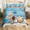Summer Beach Theme Duvet Cover Twin Queen, Starfish Conch Seashell Bedding Set For Boys Girls Bedroom, Ocean Animal Bed Cover