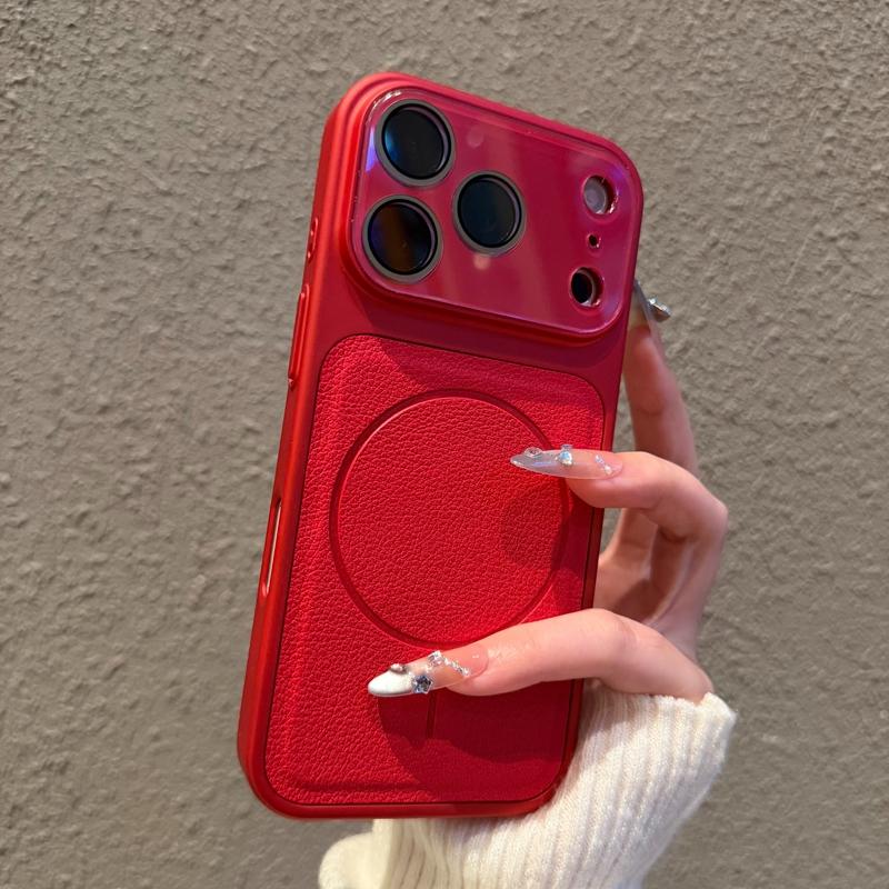 Luxury Leather Texture Magnetic Phone Case For iPhone 17 16 15 14 13 12 Pro Max For Magsafe Shockproof Bumper Back Cases Cover