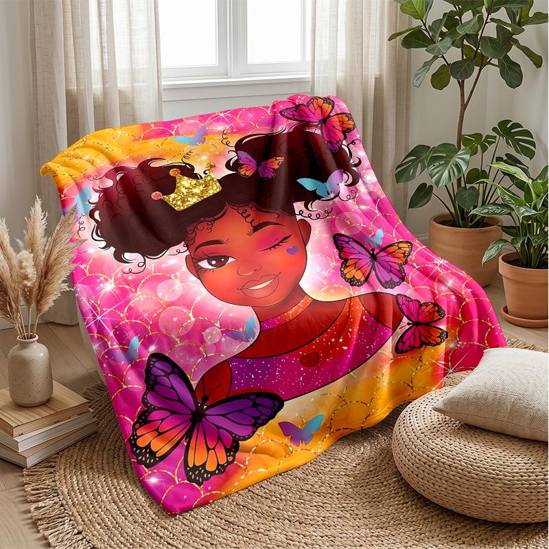 Princess in Pink Ball Gown with Wand Theme blanket Lightweight Warm Flannel Blanket Decorative Throw Blanket for Home Decoration