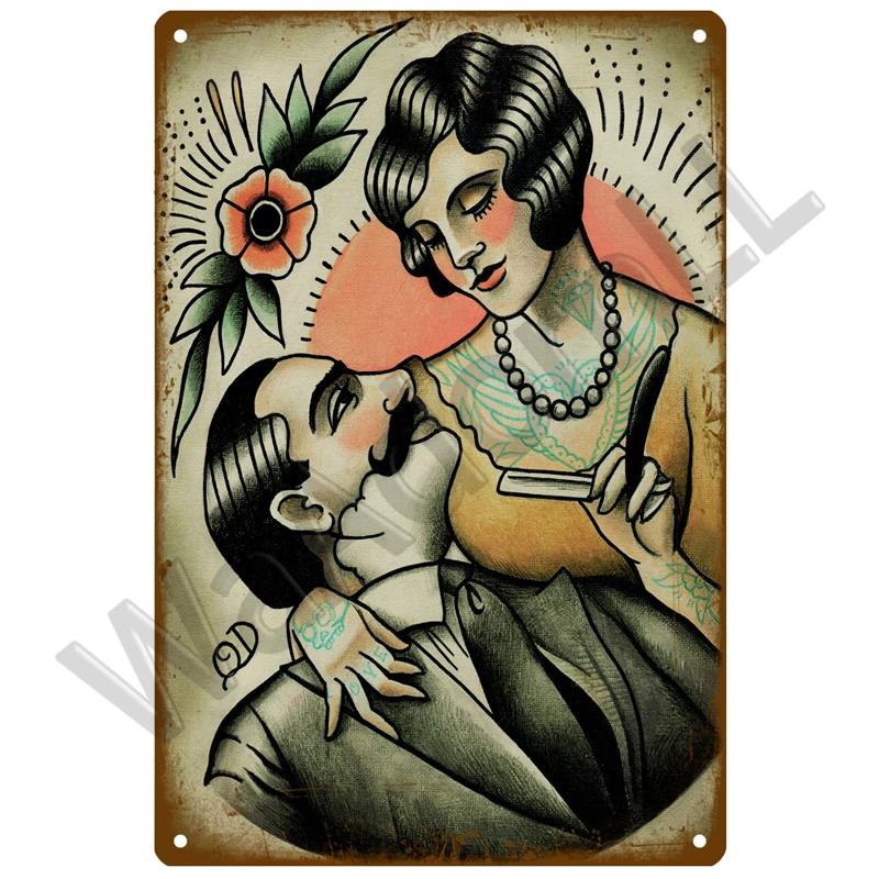 Парикмахерская Ретро Паб Бар украшения жестяная вывеска потертый шик домашний декор доска металлическая вывеска настенный постер винтажный декор искусство винтаж