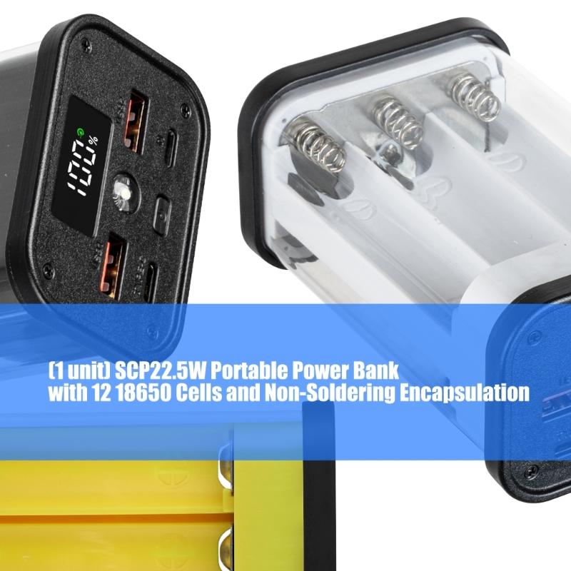 Безпаечный набор Powerbank для 12 аккумуляторов 18650. Легкая сборка с пластиковым корпусом и механизмом защиты.