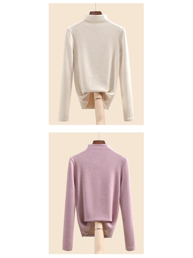 Женский теплый базовый слой из шелка тутового дерева и шерсти с флисовой подкладкой, со средней высотой горловины, коллекция осень/зима 2025