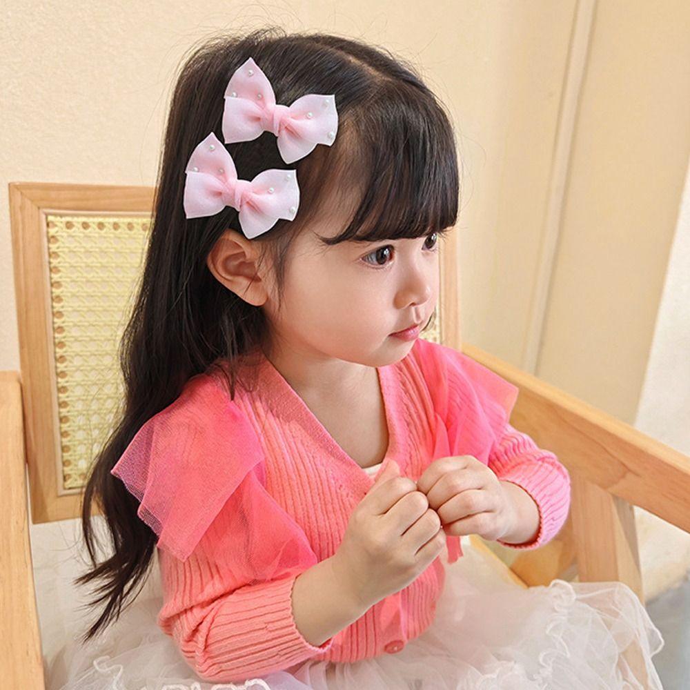 2 шт./набор заколки-банты для волос с искусственным жемчугом, многоцветные головные уборы, новые боковые заколки