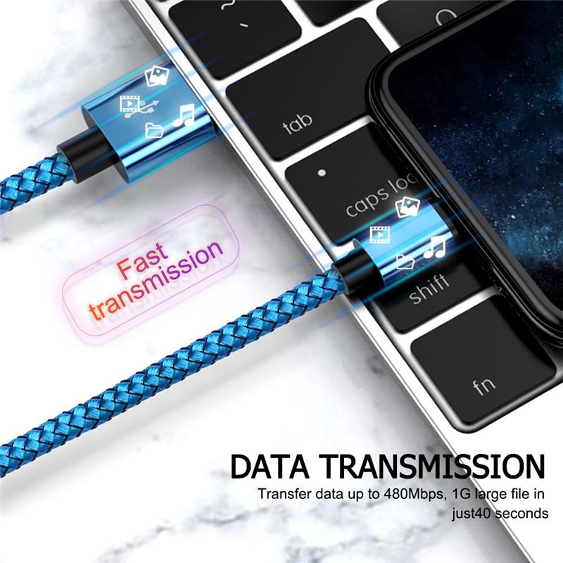 3A Fast Charging USB Charger Cable For iPhone 13 12 11 14 Pro X XR XS Max 6s 7 8 Plus 5s SE 2 iPad Data Cord Long Line 3m