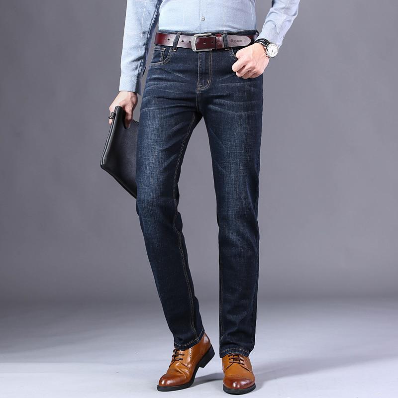 Мужские деловые брюки, осенне-зимние эластичные джинсовые брюки