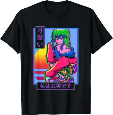 Грустная Аниме Японские Иероглифы Vaporwave Эстетика Футболка