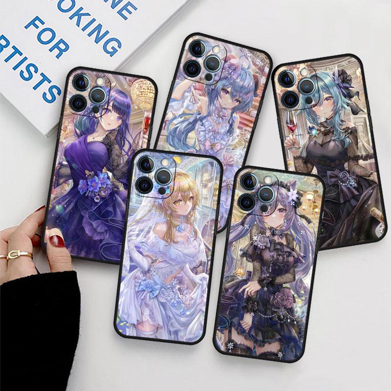 Мягкий чехол для Apple iPhone 11 13 Pro Max 14 12 Mini 7 8 Plus X XS XR SE 2020 6 6S 5 5S, чехол для телефона Funda Genshin Impact Girl Sac