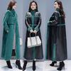 Lamb Hair Female Loose Long Paragraph Over The Knee Fur One Side Wearing PU Leather Cotton Clothing