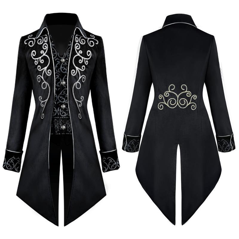 Men Medieval Tuxedo Steampunk Vintage Victorian Long Sleeve Windbreaker Medieval Vintage Suit Prince Costume For Men