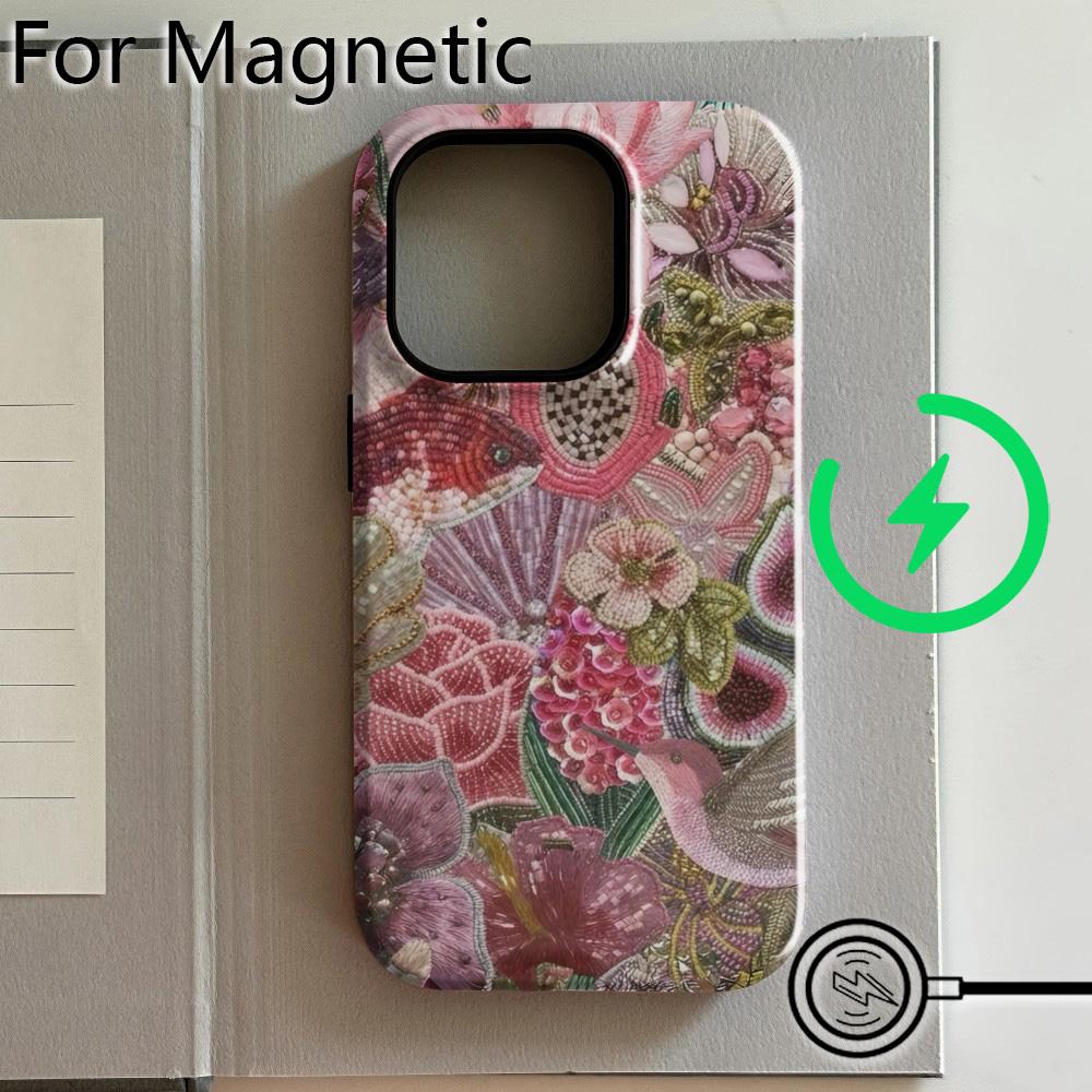 Luxury Clmj BUGR Creative Floral Island Phone Case for iPhone 17 16 15 14 13 12 11 Pro Max Plus Air Magnetic Double-layer Cover
