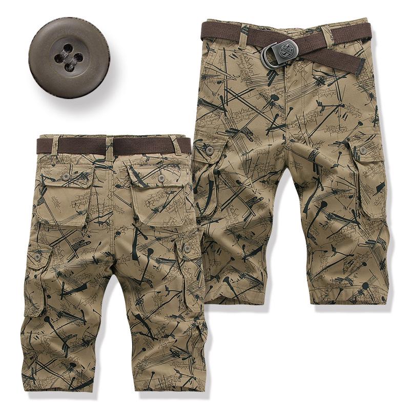 Мужские летние повседневные свободные камуфляжные рабочие шорты с несколькими карманами