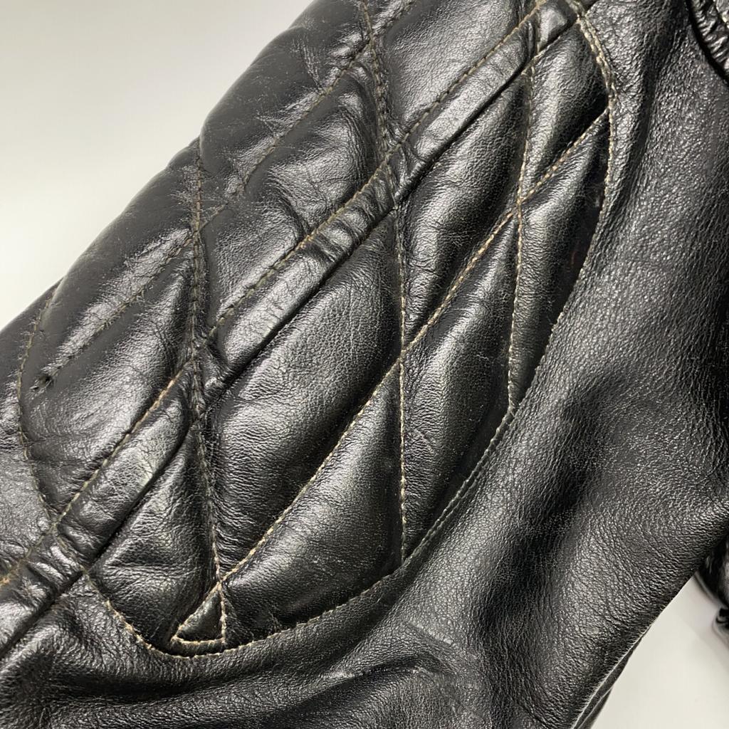 VINTAGE Vintage Leather Black TALON Zip Padded Jacket Jacket 36 blackUsed