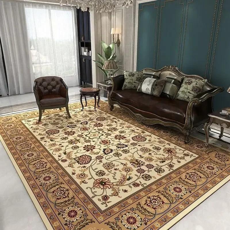 Классический роскошный ковер в персидском стиле, мягкий коврик большого размера для спальни, с полным покрытием, устойчивый к загрязнениям, простой в уходе, ковер для гостиной