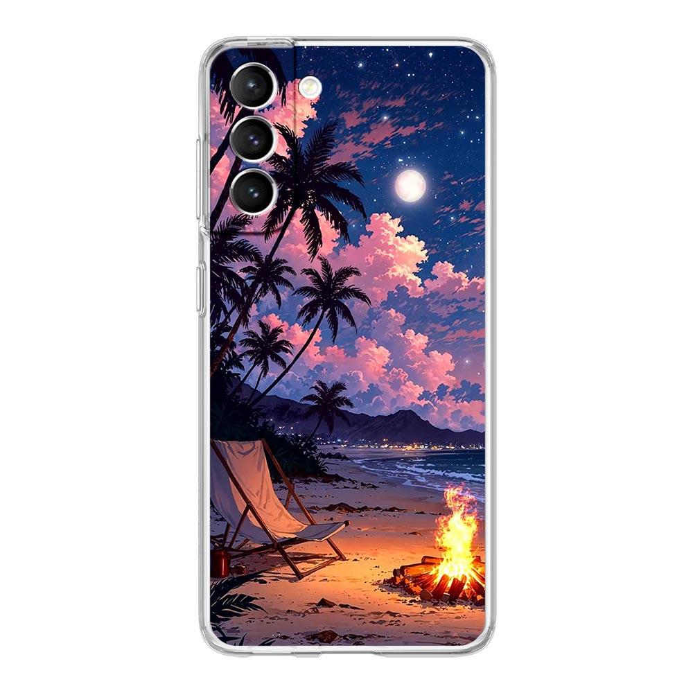 Чехол для телефона Samsung Galaxy S25 S24 S23 FE S22 Ultra S20 S21 5G S10 S9 Plus S10E S8 Мягкий прозрачный чехол Пейзажное искусство