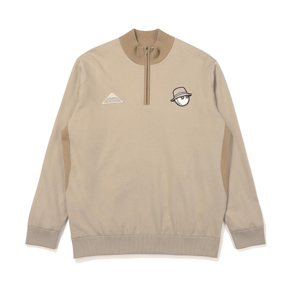 MALBON GOLF Bucket Point Lined Half-Zip Sweater Greyish Beige (Man)