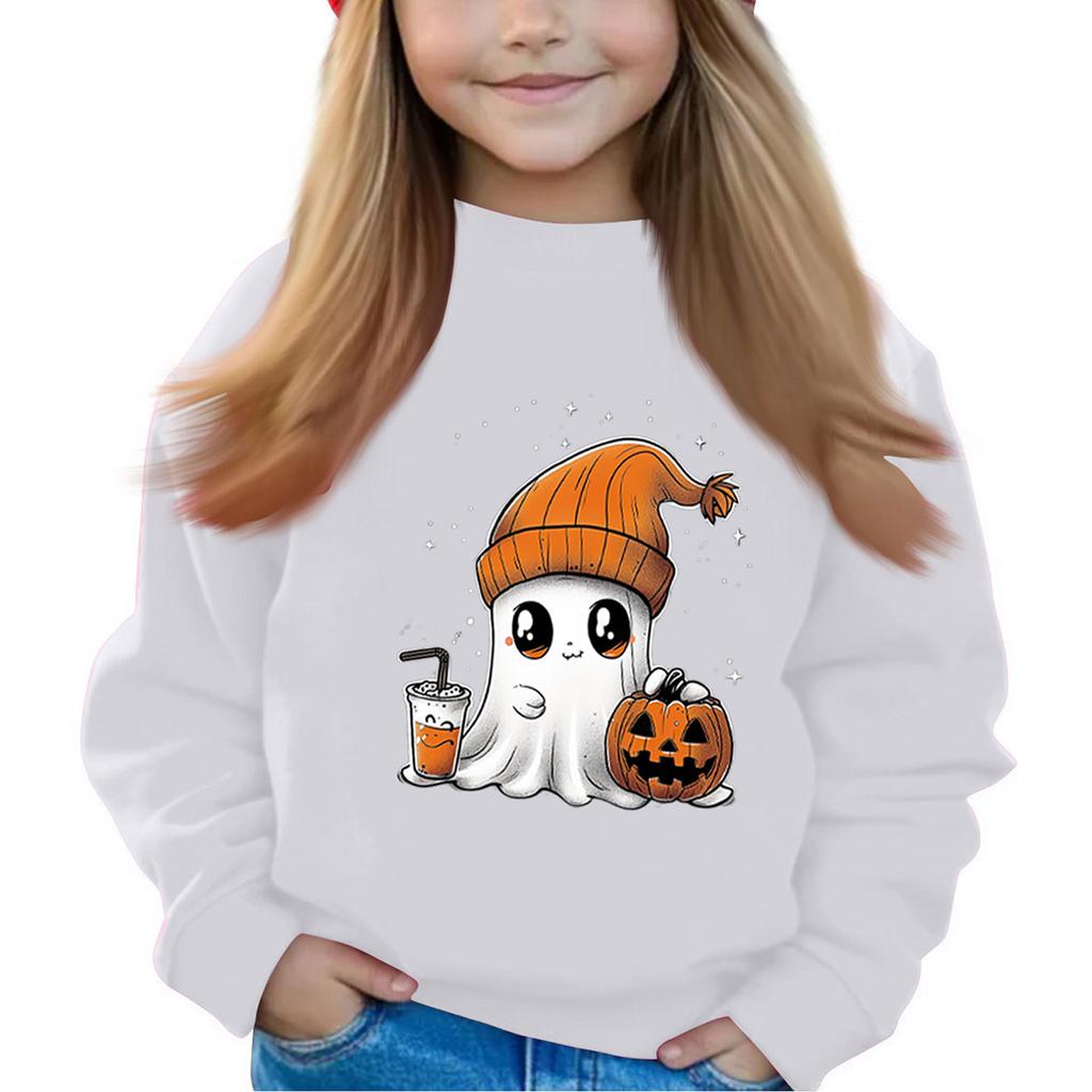 Halloween Day Girls Round Neck Pullovers For Kids Printed Baby Tops