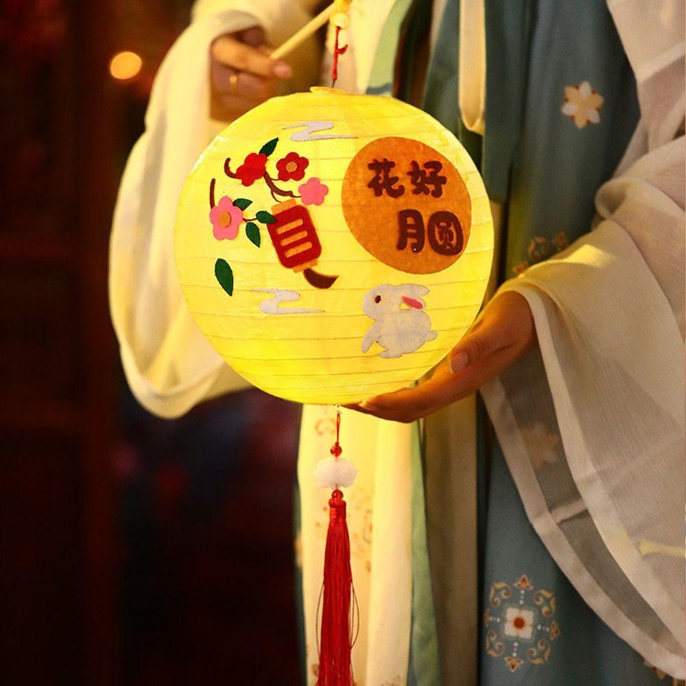 Милый китайский фонарик-кролик Портативный ручной бумажный фонарик Светодиодный фонарик Игрушки Образовательная игрушка