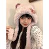 Зимняя шапка плюс флисовая теплая шапка с милым плюшевым медведем и ушами трехцветная шапка для девочек