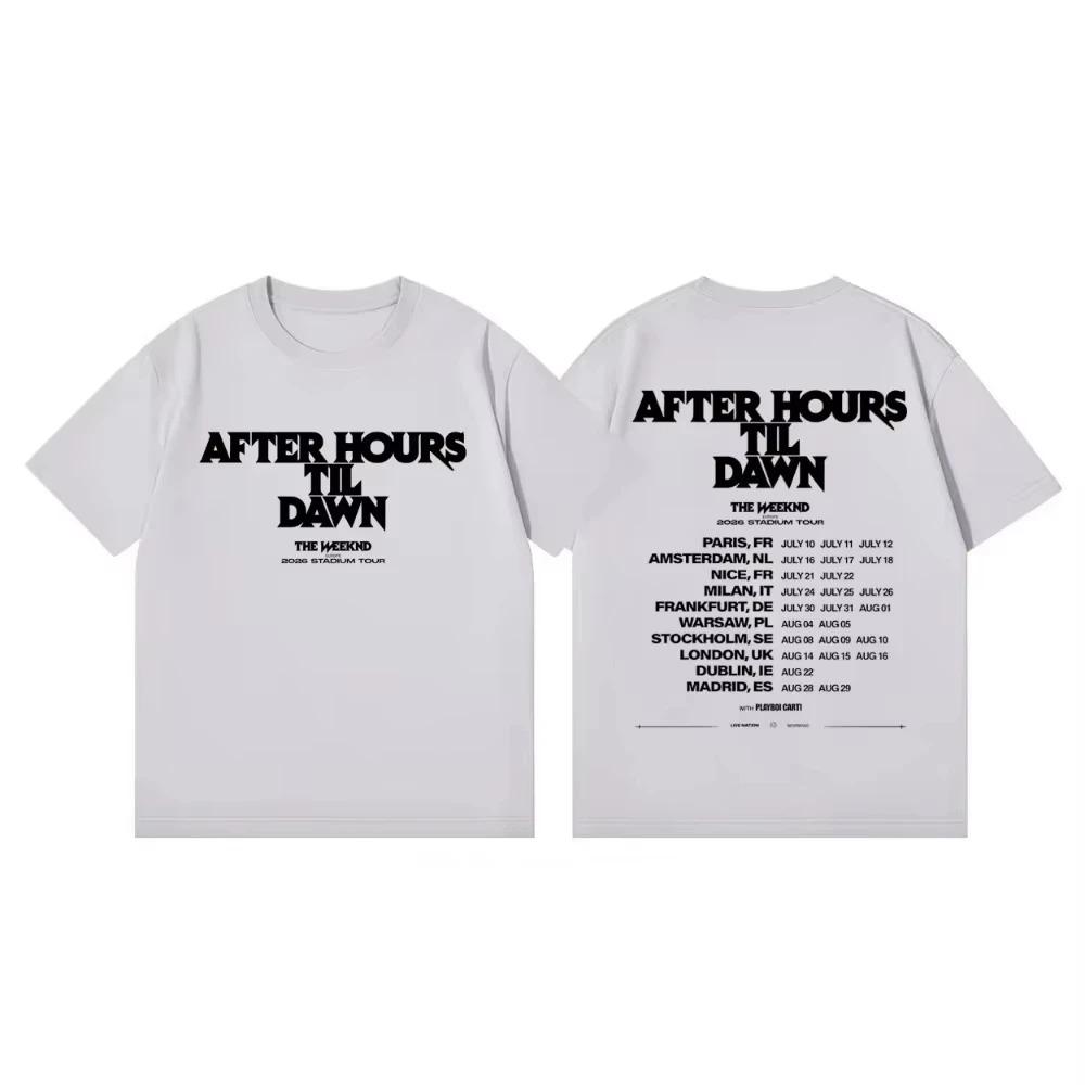 The Weeknd "After Hours Til Dawn" Тур 2025 Белая Хлопковая Футболка с Принтом Всех Дат Стадиона Футболки для Женщин и Мужчин