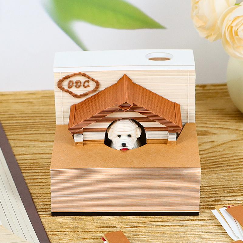 Custom Memo Pads 3D Notepads Pet Dog House Cute Animal Desk Decortaion Stationery for School Gift for Kids Birthday Christmas