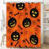Хэллоуинский декор Набор занавески для душа Черный Жуткий Джек О' Лантерн Оранжевая Ткань Коврик для ванной Идеально подходит для осенних фестивалей! (24''x72'')