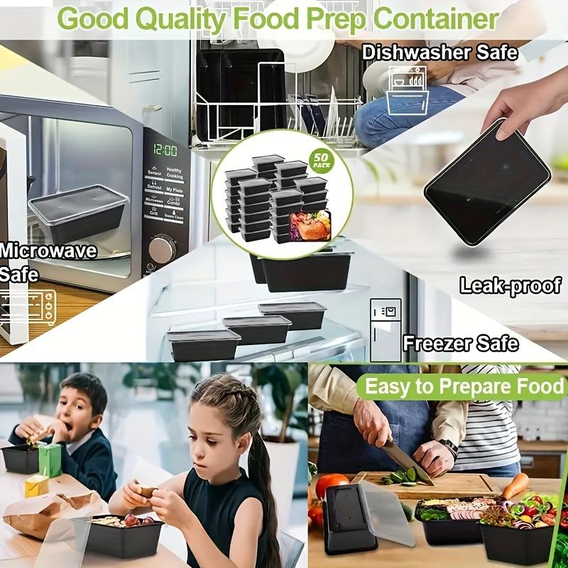 10PCS / 1000ml Meal Preparation Containers, Reusable Food Containers with LIDS for Food Preparation, Disposable Lunch Boxes