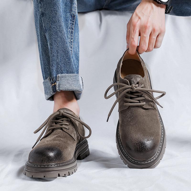 Fashion Luxury Brand Oxford Shoe Men's Outdoor Wear-resistant Cattle Suede Work Shoes Round Toe Casual Shoes High Quality Designer Shoes